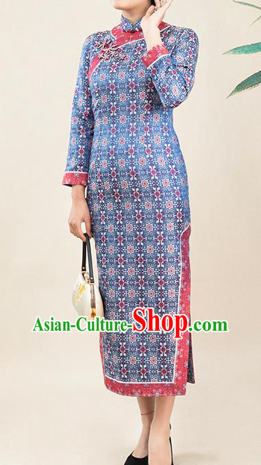 Asian Chinese Traditional Bride Mother Song Brocade Qipao Dress Classical Elderly Woman Cheongsam Costume Asian Chinese Traditional Bride Mother Song Brocade Qipao Dress Classical Elderly Woman Cheongsam Costume