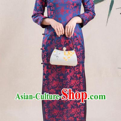 Asian Chinese Traditional Noble Mistress Song Brocade Qipao Dress Classical Silk Cheongsam Costume