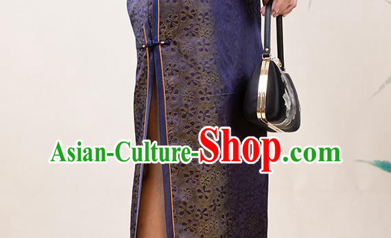 Asian Chinese Classical Elderly Mother Silk Cheongsam Costume Traditional Song Brocade Qipao Dress Asian Chinese Classical Elderly Mother Silk Cheongsam Costume Traditional Song Brocade Qipao Dress