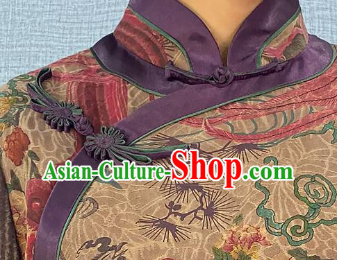 Asian Chinese Classical Phoenix Peony Pattern Ginger Cheongsam Costume Traditional Shanghai Beauty Qipao Dress Asian Chinese Classical Phoenix Peony Pattern Ginger Cheongsam Costume Traditional Shanghai Beauty Qipao Dress