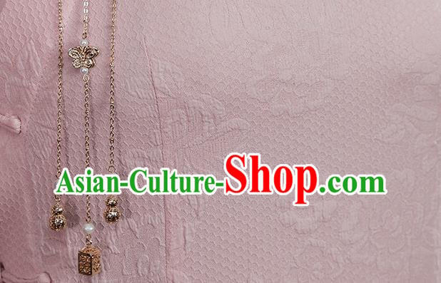 China National Qipao Dress Clothing Traditional Young Lady Jacquard Pink Cheongsam China National Qipao Dress Clothing Traditional Young Lady Jacquard Pink Cheongsam