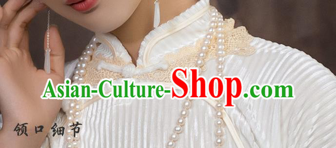 China National Young Lady Qipao Dress Clothing Traditional White Velvet Cheongsam China National Young Lady Qipao Dress Clothing Traditional White Velvet Cheongsam