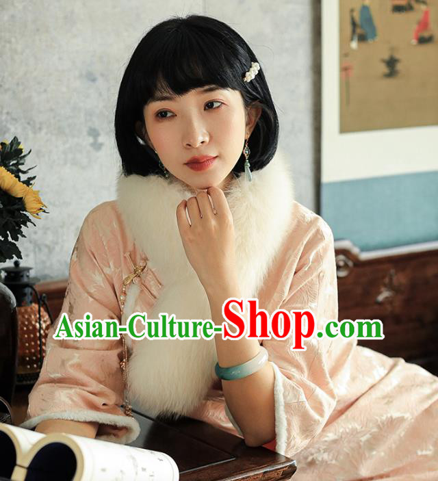China National Young Beauty Qipao Dress Clothing Traditional Winter Pink Long Cheongsam China National Young Beauty Qipao Dress Clothing Traditional Winter Pink Long Cheongsam