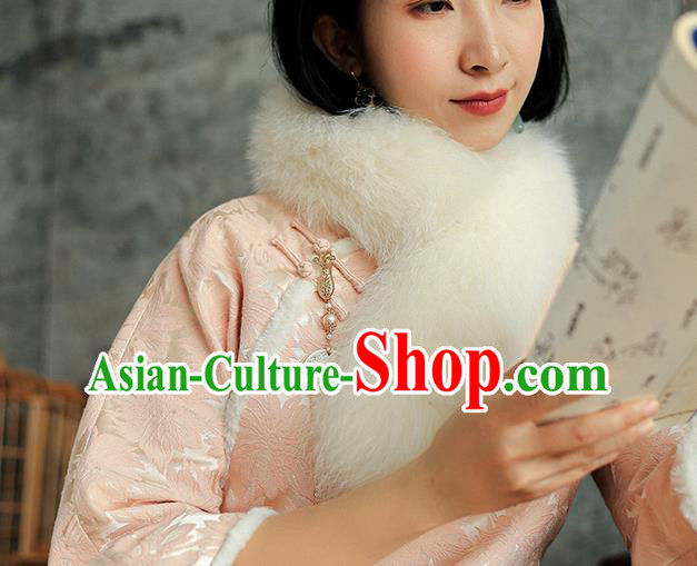 China National Young Beauty Qipao Dress Clothing Traditional Winter Pink Long Cheongsam China National Young Beauty Qipao Dress Clothing Traditional Winter Pink Long Cheongsam