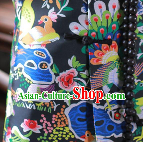 Chinese National Stand Collar Waistcoat Traditional Black Brocade Vest Costume Chinese National Stand Collar Waistcoat Traditional Black Brocade Vest Costume