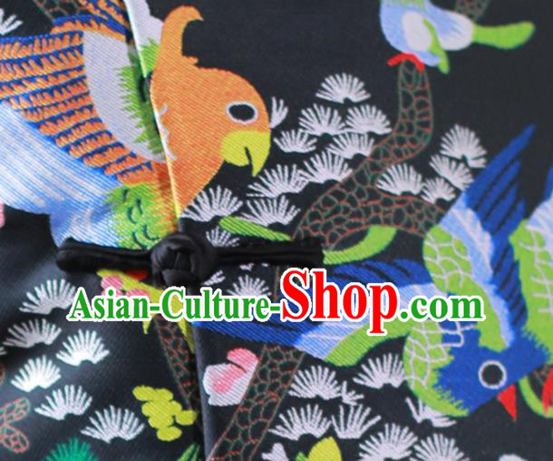 Chinese National Stand Collar Waistcoat Traditional Black Brocade Vest Costume Chinese National Stand Collar Waistcoat Traditional Black Brocade Vest Costume
