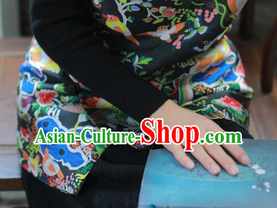 Chinese National Stand Collar Waistcoat Traditional Black Brocade Vest Costume Chinese National Stand Collar Waistcoat Traditional Black Brocade Vest Costume
