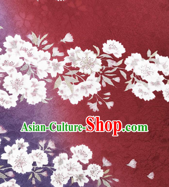 Asian Japan Red Silk Fabric Japanese Traditional Kimono Classical Sakura Pattern Tapestry Drapery Asian Japan Red Silk Fabric Japanese Traditional Kimono Classical Sakura Pattern Tapestry Drapery