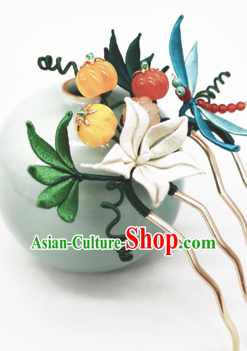 Chinese Traditional Hanfu Pumpkin Hair Accessories Handmade Ancient Princess White Flower Hair Comb Chinese Traditional Hanfu Pumpkin Hair Accessories Handmade Ancient Princess White Flower Hair Comb