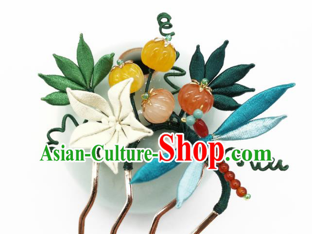 Chinese Traditional Hanfu Pumpkin Hair Accessories Handmade Ancient Princess White Flower Hair Comb Chinese Traditional Hanfu Pumpkin Hair Accessories Handmade Ancient Princess White Flower Hair Comb