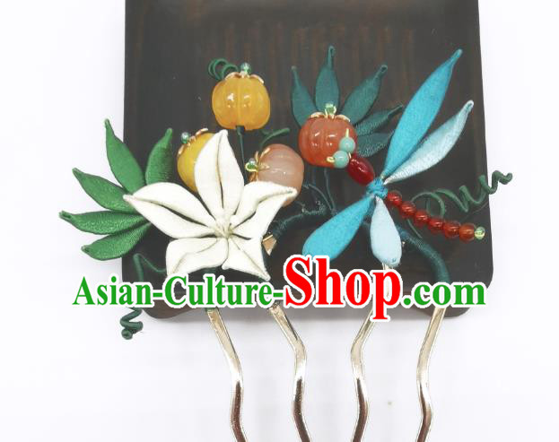 Chinese Traditional Hanfu Pumpkin Hair Accessories Handmade Ancient Princess White Flower Hair Comb Chinese Traditional Hanfu Pumpkin Hair Accessories Handmade Ancient Princess White Flower Hair Comb