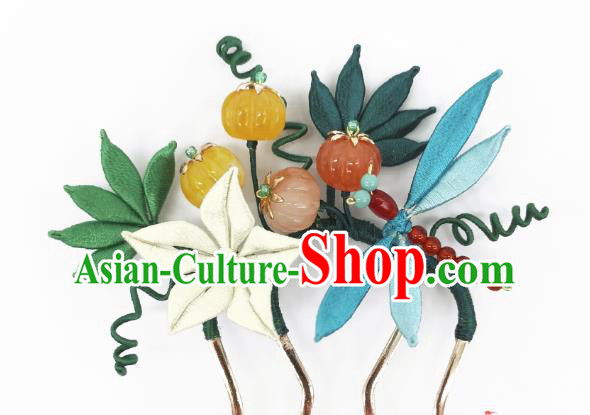 Chinese Traditional Hanfu Pumpkin Hair Accessories Handmade Ancient Princess White Flower Hair Comb Chinese Traditional Hanfu Pumpkin Hair Accessories Handmade Ancient Princess White Flower Hair Comb