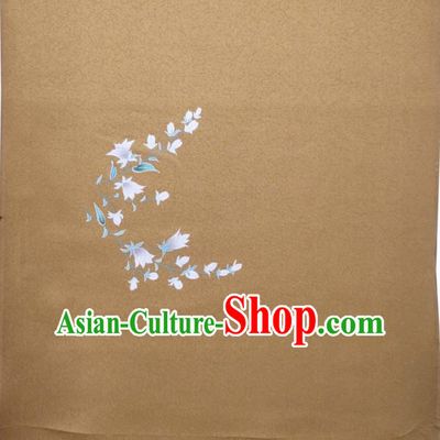 Asian Japan Brown Brocade Japanese Traditional Silk Fabric Kimono Classical Hand Painting Flowers Tapestry Drapery