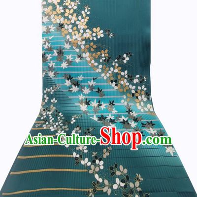 Asian Green Brocade Japan Traditional Maple Leaf Pattern Silk Fabric Japanese Kimono Tapestry Drapery