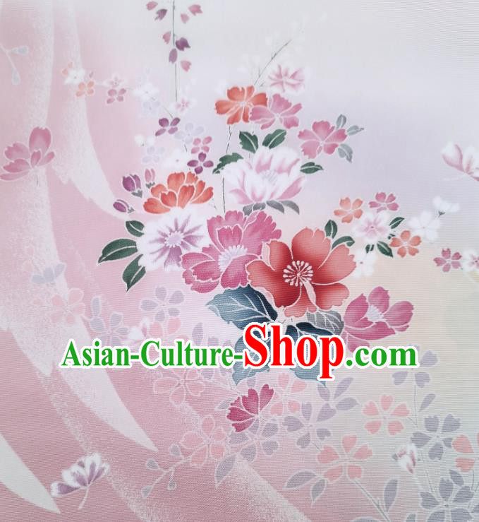 Asian Japan Traditional Printing Brocade Drapery Japanese Classical Tsukesage Kimono Pink Silk Fabric Asian Japan Traditional Printing Brocade Drapery Japanese Classical Tsukesage Kimono Pink Silk Fabric