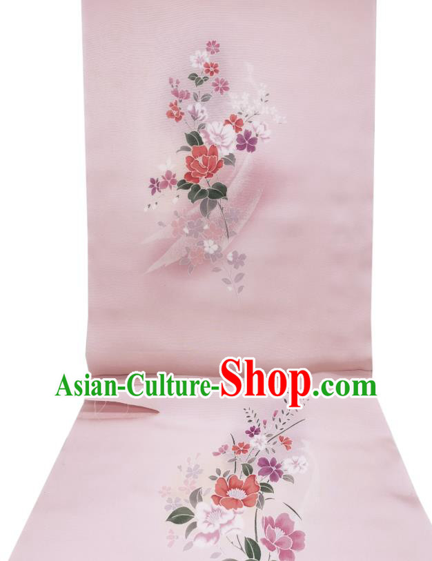 Asian Japan Traditional Printing Pink Brocade Drapery Japanese Classical Tsukesage Kimono Silk Fabric Asian Japan Traditional Printing Pink Brocade Drapery Japanese Classical Tsukesage Kimono Silk Fabric