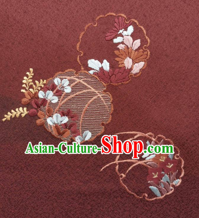 Asian Japan Traditional Silk Fabric Japanese Kimono Tapestry Drapery Embroidered Dark Red Brocade Asian Japan Traditional Silk Fabric Japanese Kimono Tapestry Drapery Embroidered Dark Red Brocade