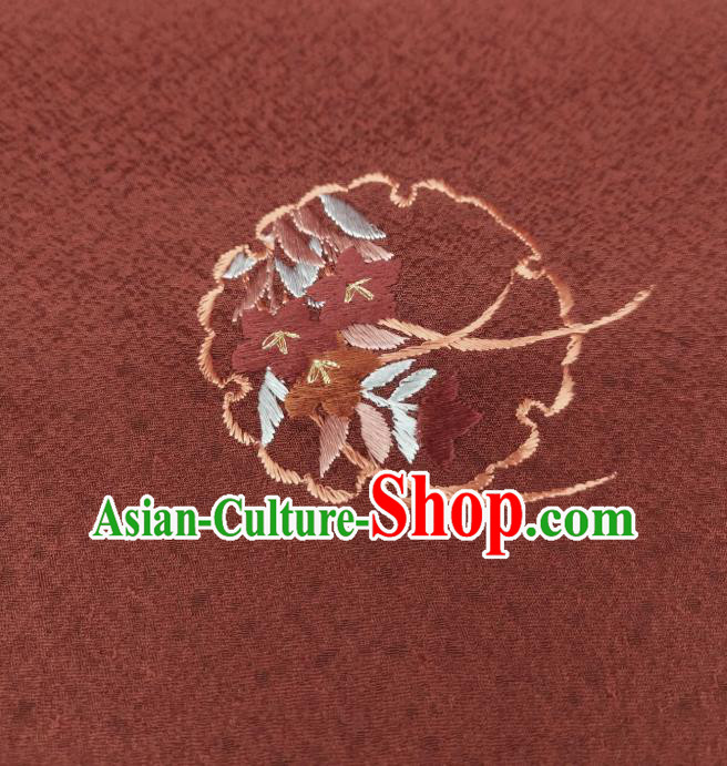 Asian Japan Traditional Silk Fabric Japanese Kimono Tapestry Drapery Embroidered Dark Red Brocade Asian Japan Traditional Silk Fabric Japanese Kimono Tapestry Drapery Embroidered Dark Red Brocade