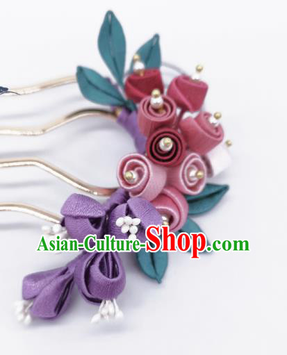 Chinese Traditional Hanfu Hairpin Handmade Ancient Princess Silk Convallaria Hair Comb Chinese Traditional Hanfu Hairpin Handmade Ancient Princess Silk Convallaria Hair Comb