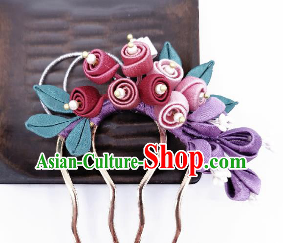 Chinese Traditional Hanfu Hairpin Handmade Ancient Princess Silk Convallaria Hair Comb Chinese Traditional Hanfu Hairpin Handmade Ancient Princess Silk Convallaria Hair Comb