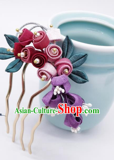 Chinese Traditional Hanfu Hairpin Handmade Ancient Princess Silk Convallaria Hair Comb Chinese Traditional Hanfu Hairpin Handmade Ancient Princess Silk Convallaria Hair Comb