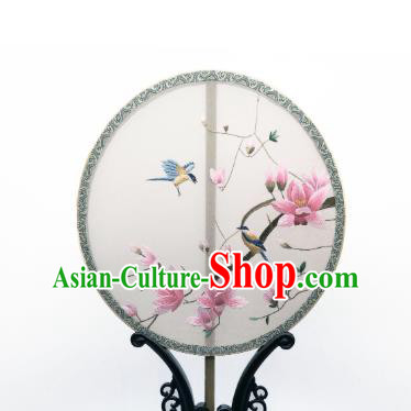 China Suzhou Embroidered Mangnolia Circular Fan Classical Silk Fan Traditional Hanfu Palace Fan China Suzhou Embroidered Mangnolia Circular Fan Classical Silk Fan Traditional Hanfu Palace Fan
