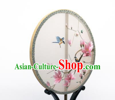 China Suzhou Embroidered Mangnolia Circular Fan Classical Silk Fan Traditional Hanfu Palace Fan China Suzhou Embroidered Mangnolia Circular Fan Classical Silk Fan Traditional Hanfu Palace Fan
