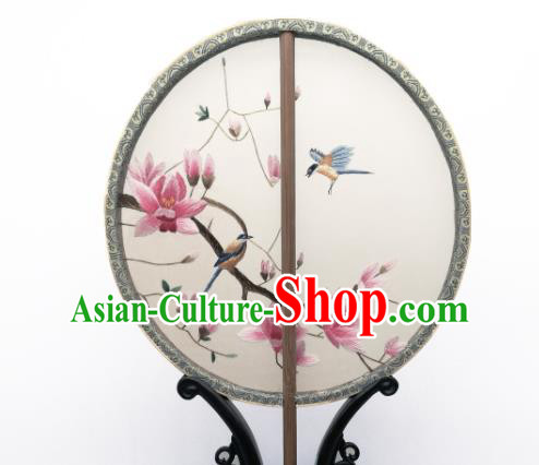 China Suzhou Embroidered Mangnolia Circular Fan Classical Silk Fan Traditional Hanfu Palace Fan China Suzhou Embroidered Mangnolia Circular Fan Classical Silk Fan Traditional Hanfu Palace Fan