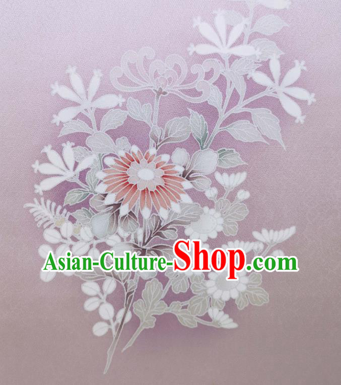 Asian Traditional Silk Fabric Japanese Kimono Tapestry Drapery Japan Hand Painting Chrysanthemum Lilac Brocade Asian Traditional Silk Fabric Japanese Kimono Tapestry Drapery Japan Hand Painting Chrysanthemum Lilac Brocade