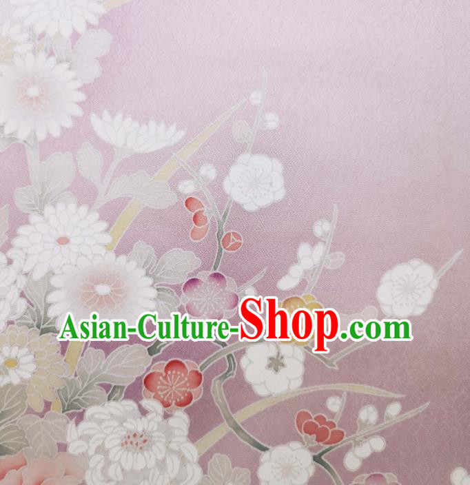 Japan Hand Painting Peony Chrysanthemum Lilac Brocade Asian Traditional Silk Fabric Japanese Kimono Tapestry Japan Hand Painting Peony Chrysanthemum Lilac Brocade Asian Traditional Silk Fabric Japanese Kimono Tapestry
