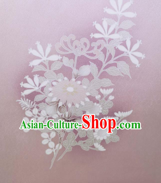 Asian Japanese Traditional Kimono Silk Fabric Japan Hand Painting Plum Orchids Chrysanthemum Lilac Brocade Asian Japanese Traditional Kimono Silk Fabric Japan Hand Painting Plum Orchids Chrysanthemum Lilac Brocade