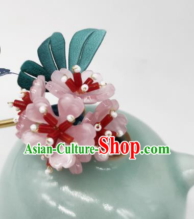 Chinese Traditional Song Dynasty Hanfu Pink Azalea Hairpin Handmade Ancient Princess Hair Stick Chinese Traditional Song Dynasty Hanfu Pink Azalea Hairpin Handmade Ancient Princess Hair Stick