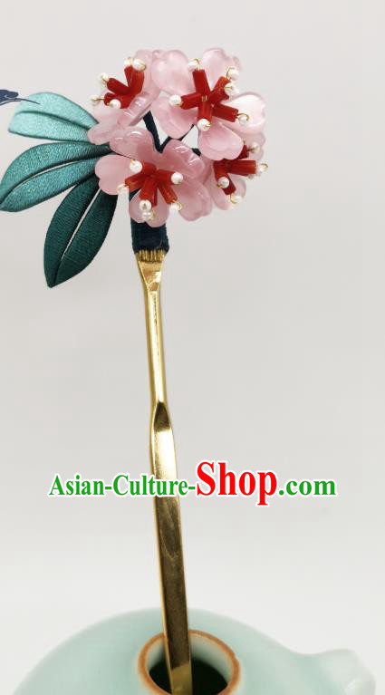 Chinese Traditional Song Dynasty Hanfu Pink Azalea Hairpin Handmade Ancient Princess Hair Stick Chinese Traditional Song Dynasty Hanfu Pink Azalea Hairpin Handmade Ancient Princess Hair Stick