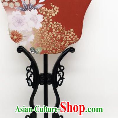 China Classical Hanfu Fans Hand Painting Flowers Palace Fan Traditional Wedding Red Silk Fan