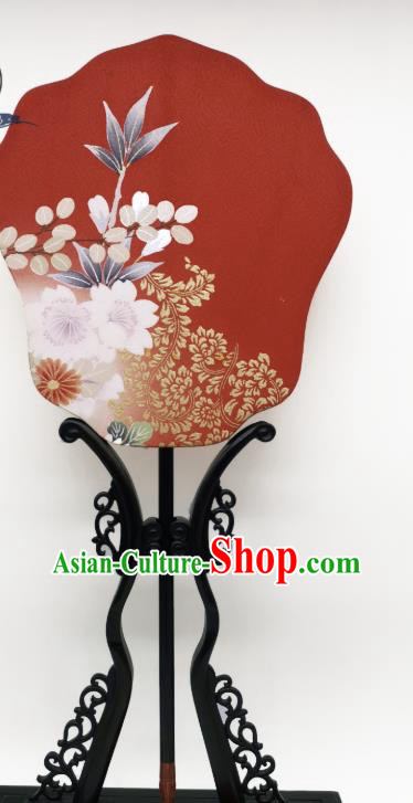 China Classical Hanfu Fans Hand Painting Flowers Palace Fan Traditional Wedding Red Silk Fan China Classical Hanfu Fans Hand Painting Flowers Palace Fan Traditional Wedding Red Silk Fan