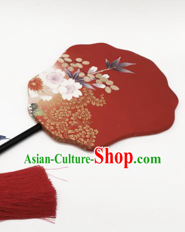 China Classical Hanfu Fans Hand Painting Flowers Palace Fan Traditional Wedding Red Silk Fan China Classical Hanfu Fans Hand Painting Flowers Palace Fan Traditional Wedding Red Silk Fan