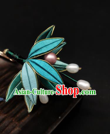 Chinese Traditional Hanfu Hairpin Handmade Ancient Princess Silk Bamboo Leaf Hair Stick Chinese Traditional Hanfu Hairpin Handmade Ancient Princess Silk Bamboo Leaf Hair Stick