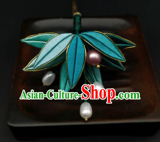 Chinese Traditional Hanfu Hairpin Handmade Ancient Princess Silk Bamboo Leaf Hair Stick Chinese Traditional Hanfu Hairpin Handmade Ancient Princess Silk Bamboo Leaf Hair Stick