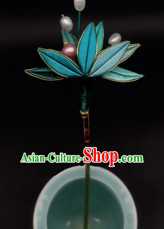 Chinese Traditional Hanfu Hairpin Handmade Ancient Princess Silk Bamboo Leaf Hair Stick Chinese Traditional Hanfu Hairpin Handmade Ancient Princess Silk Bamboo Leaf Hair Stick
