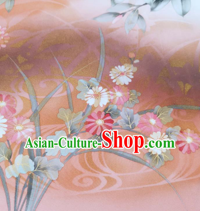 Asian Japanese Kimono Tapestry Traditional Hand Painting Flowers Silk Fabric Japan Brocade Material Asian Japanese Kimono Tapestry Traditional Hand Painting Flowers Silk Fabric Japan Brocade Material