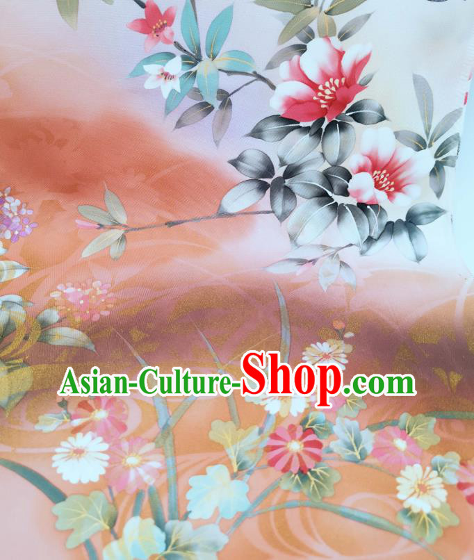 Asian Japanese Kimono Tapestry Traditional Hand Painting Flowers Silk Fabric Japan Brocade Material Asian Japanese Kimono Tapestry Traditional Hand Painting Flowers Silk Fabric Japan Brocade Material