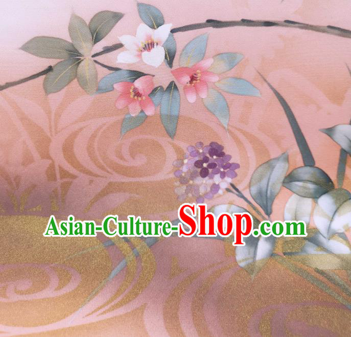 Asian Japan Brocade Material Japanese Kimono Tapestry Traditional Hand Painting Hydrangea Silk Fabric Asian Japan Brocade Material Japanese Kimono Tapestry Traditional Hand Painting Hydrangea Silk Fabric
