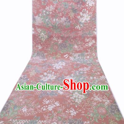 Asian Japan Classical Flowers Pattern Silk Fabric Traditional Japanese Edo Komon Kimono Pink Brocade Material