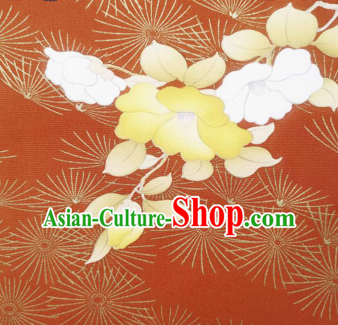 Asian Japan Traditional Kimono Printing Brocade Material Japanese Wedding Dress Red Silk Fabric Asian Japan Traditional Kimono Printing Brocade Material Japanese Wedding Dress Red Silk Fabric