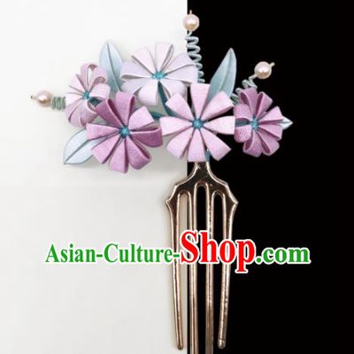 Chinese Traditional Hanfu Silk Daisy Hairpin Handmade Ancient Palace Lady Hair Comb