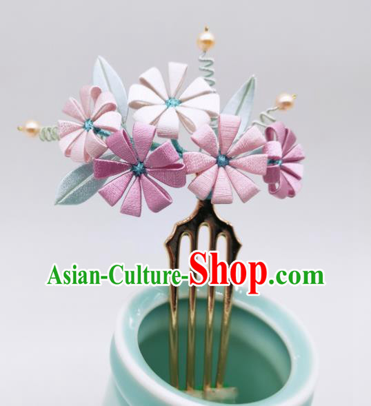 Chinese Traditional Hanfu Silk Daisy Hairpin Handmade Ancient Palace Lady Hair Comb Chinese Traditional Hanfu Silk Daisy Hairpin Handmade Ancient Palace Lady Hair Comb