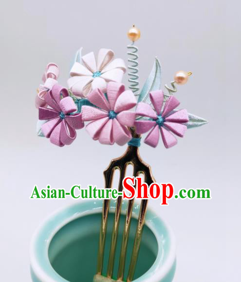 Chinese Traditional Hanfu Silk Daisy Hairpin Handmade Ancient Palace Lady Hair Comb Chinese Traditional Hanfu Silk Daisy Hairpin Handmade Ancient Palace Lady Hair Comb