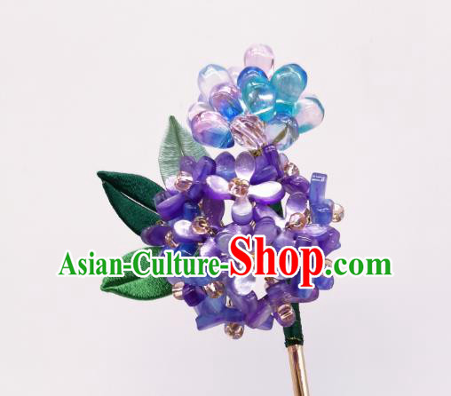 Chinese Traditional Hanfu Hairpin Handmade Ancient Palace Lady Purple Hydrangea Hair Stick Chinese Traditional Hanfu Hairpin Handmade Ancient Palace Lady Purple Hydrangea Hair Stick