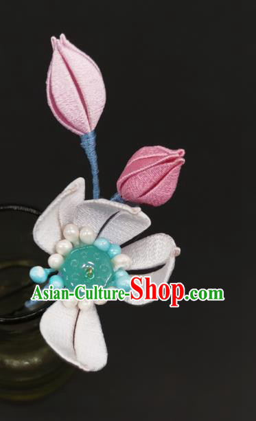 Chinese Traditional Hair Stick Ancient Princess Silk Lotus Hairpin Handmade Hanfu Hair Accessories Chinese Traditional Hair Stick Ancient Princess Silk Lotus Hairpin Handmade Hanfu Hair Accessories