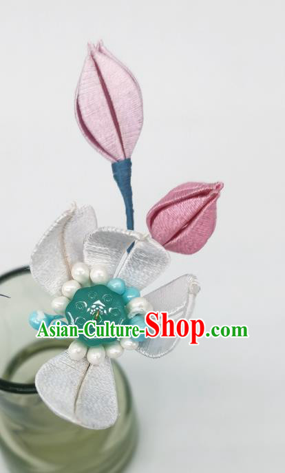 Chinese Traditional Hair Stick Ancient Princess Silk Lotus Hairpin Handmade Hanfu Hair Accessories Chinese Traditional Hair Stick Ancient Princess Silk Lotus Hairpin Handmade Hanfu Hair Accessories